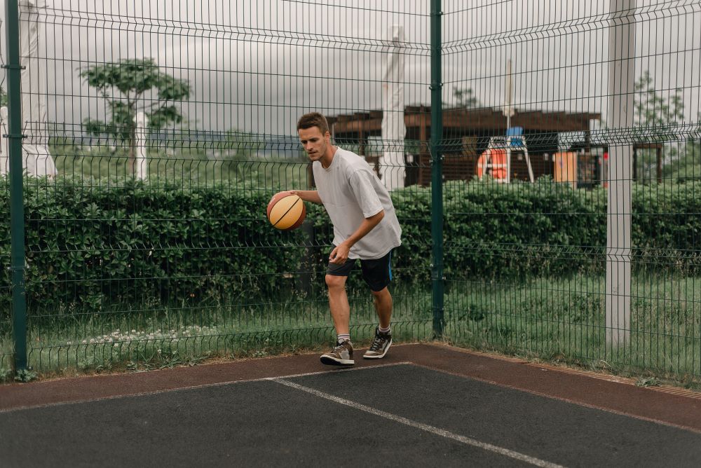 A man playing basketball