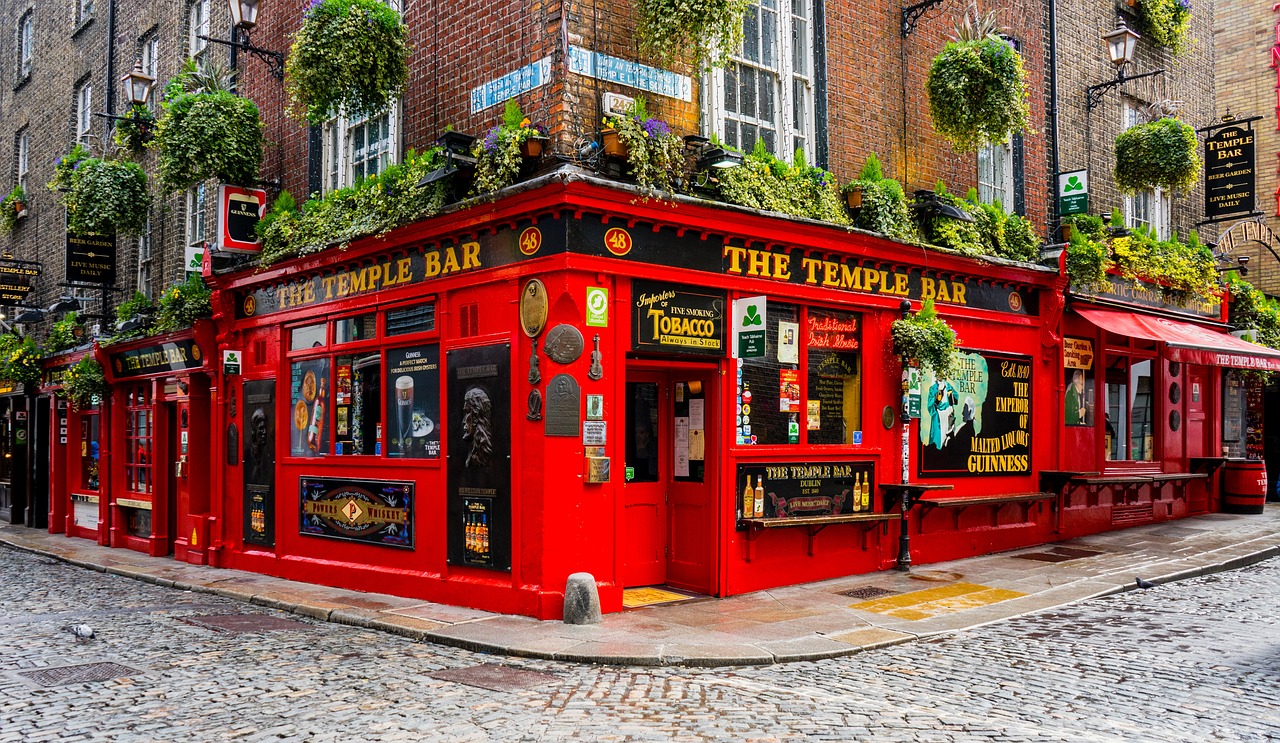 The iconic red Temple Bar pf Dublin where many will spend their St. Patrick's Day.