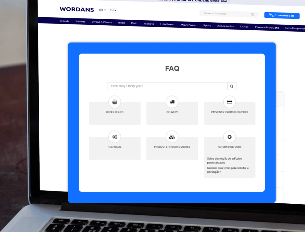 The FAQs page on the new Wordans