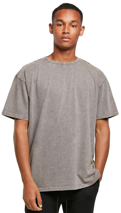 A man models the By189 oversize acid wash t-shirt from Build your Brand