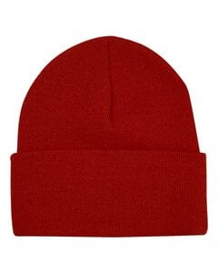 Bayside 3825 - USA-Made 12 Inch Knit Beanie with Cuff Red