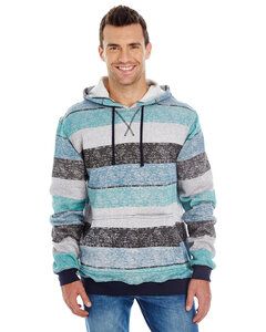 Burnside B8603 - Printed Striped Fleece Sweatshirt Light Blue/ Black