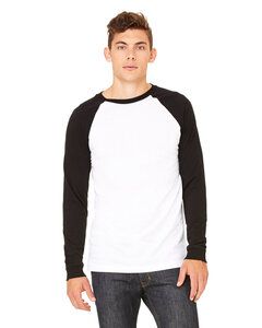 Bella+Canvas 3000 - Long Sleeve Baseball Jersey T-Shirt White/ Black