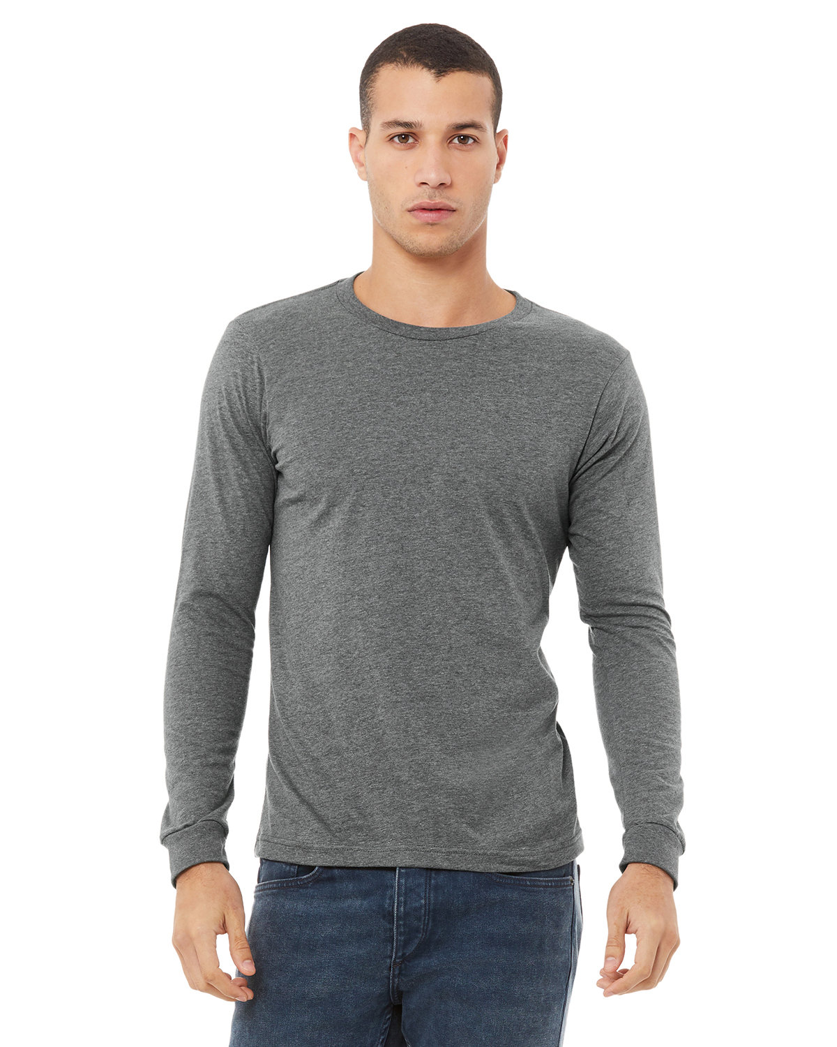 gray long sleeve shirt