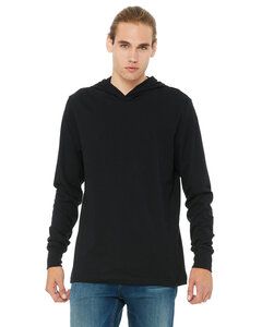 Bella+Canvas 3512 - Unisex Long Sleeve Jersey Hooded T-Shirt Black