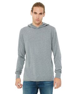 Bella+Canvas 3512 - Unisex Long Sleeve Jersey Hooded T-Shirt Grey Triblend