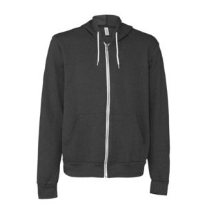 Bella+Canvas 3739 - Unisex Full-Zip Hooded Sweatshirt Dark Grey Heather