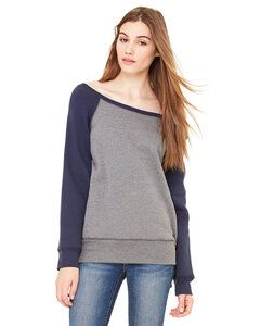 Bella+Canvas 7501 - Ladies' Triblend Wideneck Sweatshirt Deep Heather/ Navy