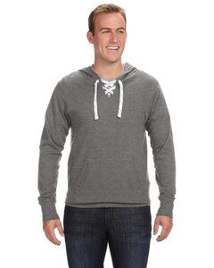 J. America 8231 - Sport Lace Jersey Hooded Pullover T-Shirt Charcoal Heather