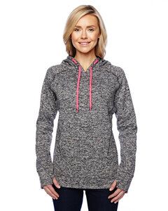 J. America 8616 - Ladies Cosmic Poly Contrast Hooded Pullover Sweatshirt