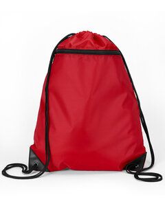 Liberty Bags 8888 - Denier Nylon Zippered Drawstring Backpack Red