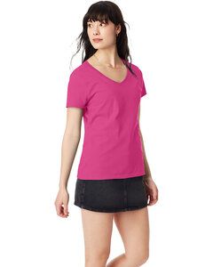 Hanes S04V - Hanes® Ladies' Nano-T® Cotton V-Neck T-Shirt Wow Pink