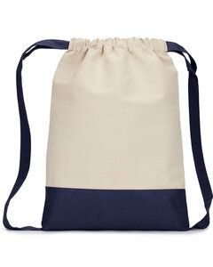 Liberty Bags 8876 - Cotton Canvas Contrast Bottom Drawstring Backpack Natural/ Navy
