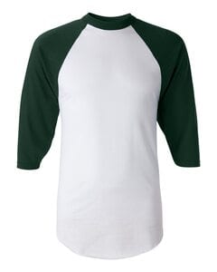 Augusta Sportswear 420 - Three-Quarter Sleeve Baseball Jersey White/ Dark Green