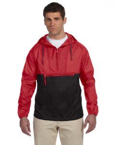 Harriton M750 - Packable Nylon Jacket Red/Black