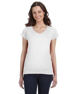 Gildan G64VL - Softstyle® Ladies 4.5 oz. Junior Fit V-Neck T-Shirt White