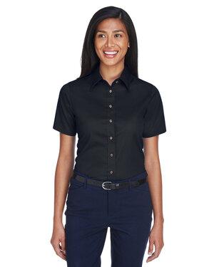 Harriton M500SW - Ladies Easy Blend Short-Sleeve Twill Shirt with Stain-Release