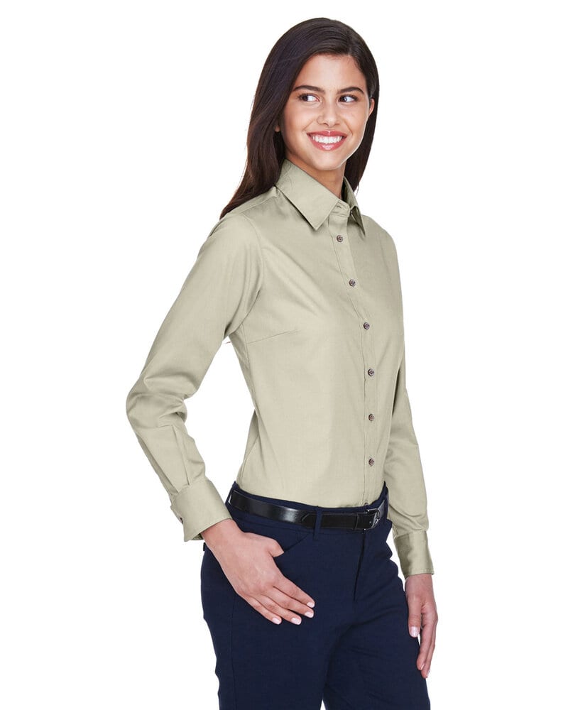 Harriton M500W - Ladies Easy Blend Long-Sleeve Twill Shirt with Stain-Release
