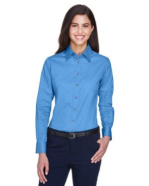 Harriton M500W - Ladies Easy Blend Long-Sleeve Twill Shirt with Stain-Release