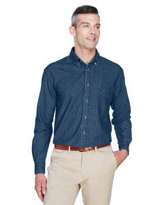 Harriton M550T - Men's Tall Short-Sleeve Denim Shirt Dark Denim