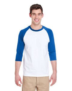 Gildan G570 - Heavy Cotton 3/4 Sleeve Raglan White/Royal