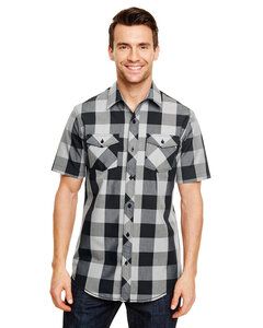 Burnside B9203 - Buffalo Plaid Short Sleeve Shirt Black/ Grey