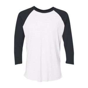 Next Level 6051 - Unisex Tri-Blend Three-Quarter Sleeve Raglan Tee  Heather White/ Vintage Black