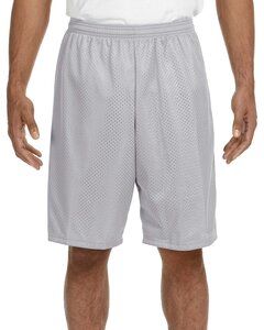 A4 N5296 - Lined 9" Inseam Tricot Mesh Shorts Silver