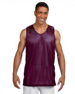 A4 NF1270 - Adult Reversible Mesh Tank Shirt Maroon/White