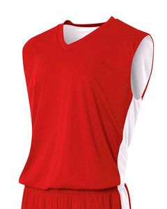 A4 N2320 - Adult Reversible Moisture Management Muscle Shirt Scarlet/White