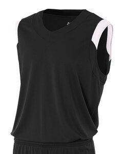 A4 N2340 - Adult Moisture Management V Neck Muscle Shirt Black/White