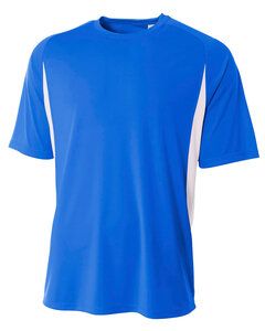 A4 N3181 - Men's Cooling Performance Color Blocked Shorts Sleeve Crew Shirt Royal/White