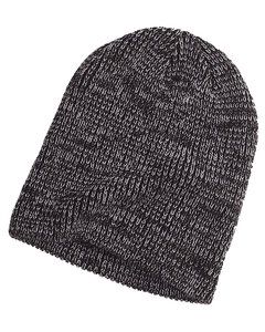 Big Accessories BA524 - Ribbed Marled Beanie Black/Gray