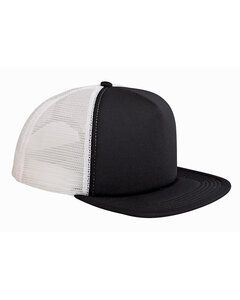 Big Accessories BX030 - 5-Panel Foam Front Trucker Cap Black/White