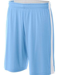 A4 N5284 - Adult Reversible Moisture Management Shorts Lt Blue/White