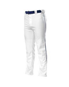 A4 N6162 - Pro Style Open Bottom Baggy Cut Baseball Pants White/Navy