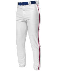 A4 N6178 - Pro Style Elastic Bottom Baseball Pants White/Cardinal