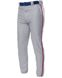 A4 N6178 - Pro Style Elastic Bottom Baseball Pants Grey/Cardinal