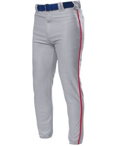 A4 N6178 - Pro Style Elastic Bottom Baseball Pants Grey/Scarlet