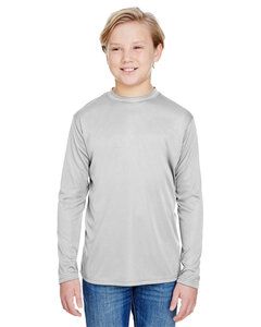 A4 NB3165 - Youth Long Sleeve Cooling Performance Crew Shirt Silver