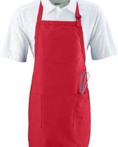 Augusta 4350 - Full Length Apron With Pockets Red