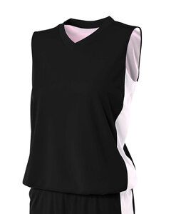A4 NW2320 - Ladies Reversible Moisture Management Muscle Shirt Black/White