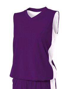 A4 NW2320 - Ladies Reversible Moisture Management Muscle Shirt Purple/White