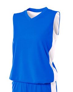 A4 NW2320 - Ladies Reversible Moisture Management Muscle Shirt Royal/White