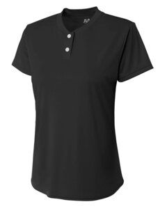 A4 NG3143 - Girl's Tek 2-Button Henley Shirt Black