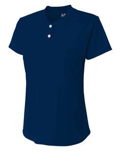 A4 NG3143 - Girl's Tek 2-Button Henley Shirt Navy