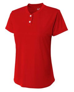A4 NG3143 - Girl's Tek 2-Button Henley Shirt Scarlet