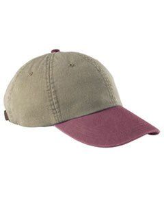 Adams AD969 - 6-Panel Low-Profile Washed Pigment-Dyed Cap Khaki/Burgandy