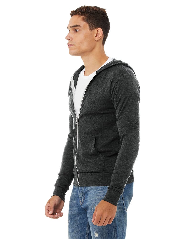 Bella+Canvas 3939 - Triblend Unisex Lightweight Hooded Full-Zip T-Shirt
