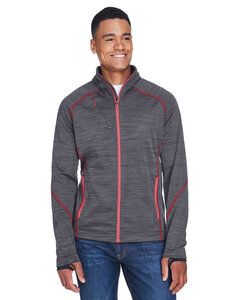 Ash City North End 88697 - Flux Men's Melange Bonded Fleece Jackets Carbon/Olympic Red